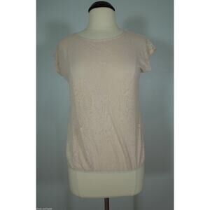 NEW YORK & COMPANY Dolman Top S SMALL Champagne Print Elastic Bottom
